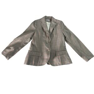 Vintage Eva‎ Plaid Blazer Jacket Womens 11/12 Multi Color Grid Two Button Preppy